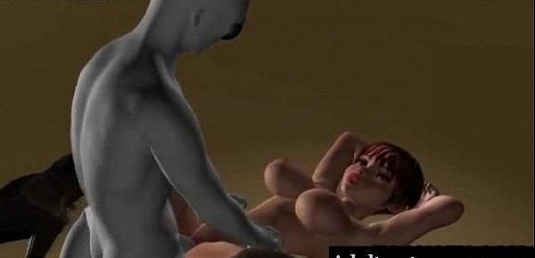  Busty Short Haired 3D Babe Gets Fucked by an Alien